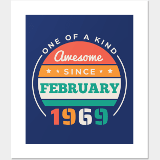 Retro Awesome Since February 1969 Birthday Vintage Bday 1969 Posters and Art